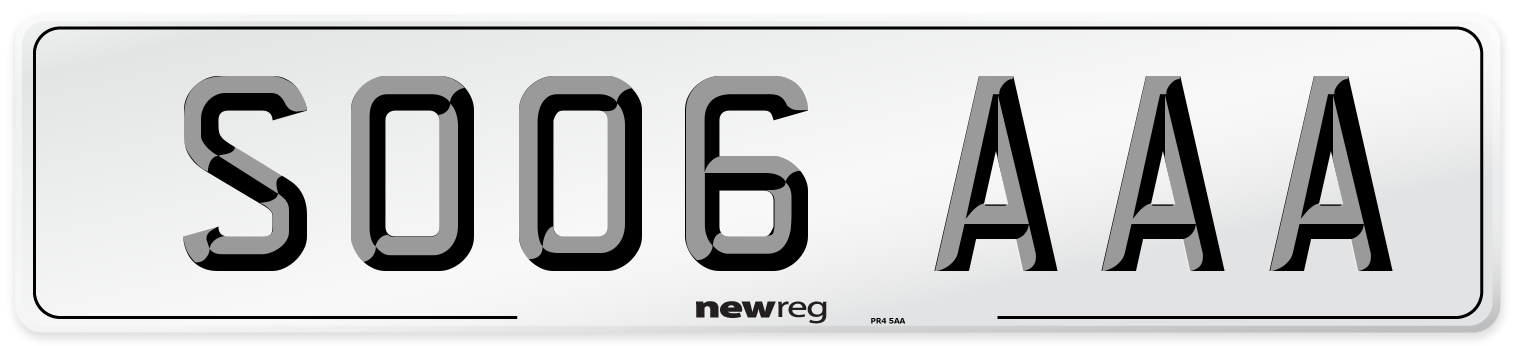 SO06 AAA Number Plate from New Reg